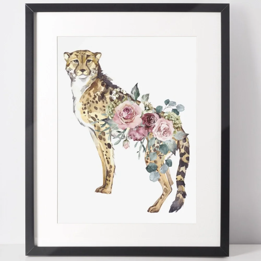 Watercolor Cheetah Illustration Wall Art Poster Print UNFRAMED - Picture 3 of 17
